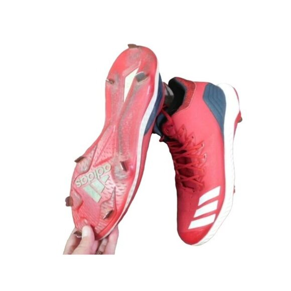 Adidas Men's Size 15 Icon Bounce, Metal Baseball   Cleats  Red White - Picture 4 of 4